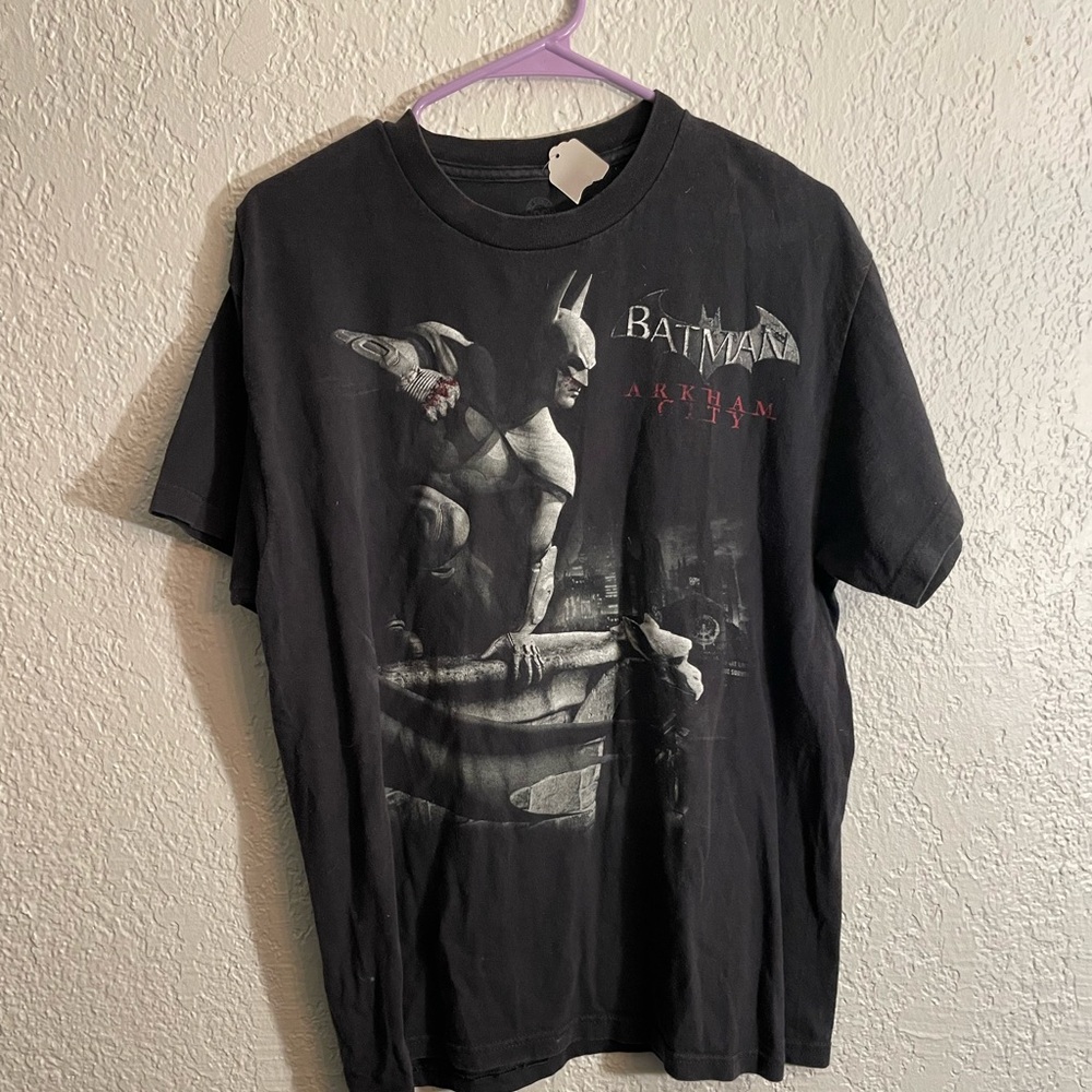 Vtg Batman Arkham City Faded Video Game Promo Shirt PS3 Size L DC Comic Grunge